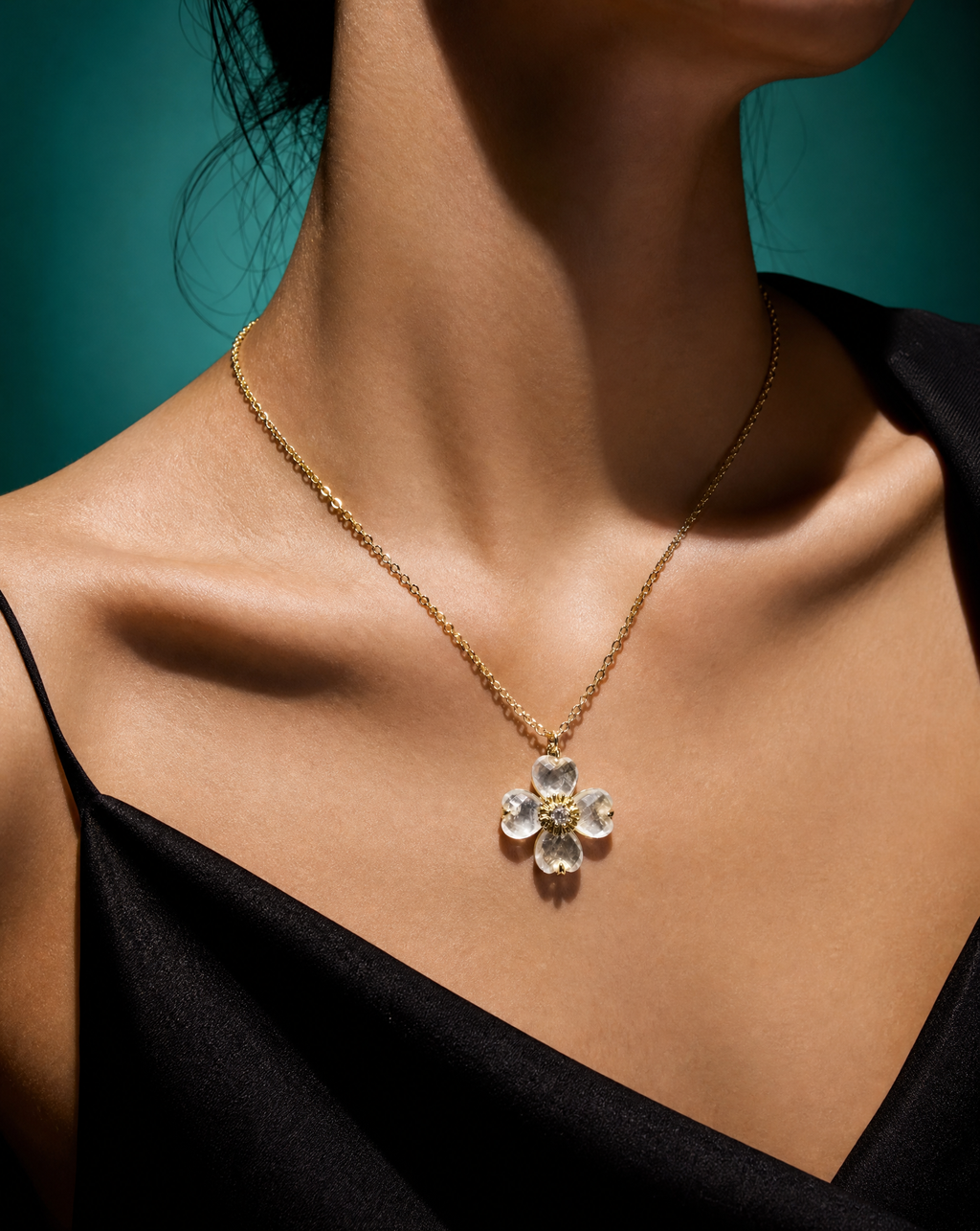 Natural Stone Clover Necklace | Birthstone Jewelry