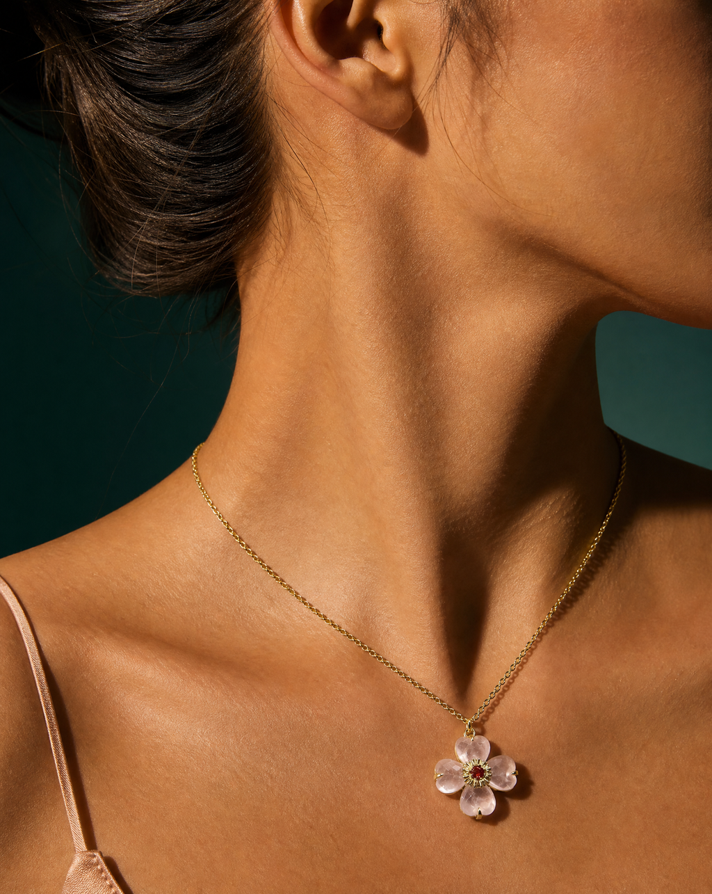 Natural Stone Clover Necklace | Birthstone Jewelry