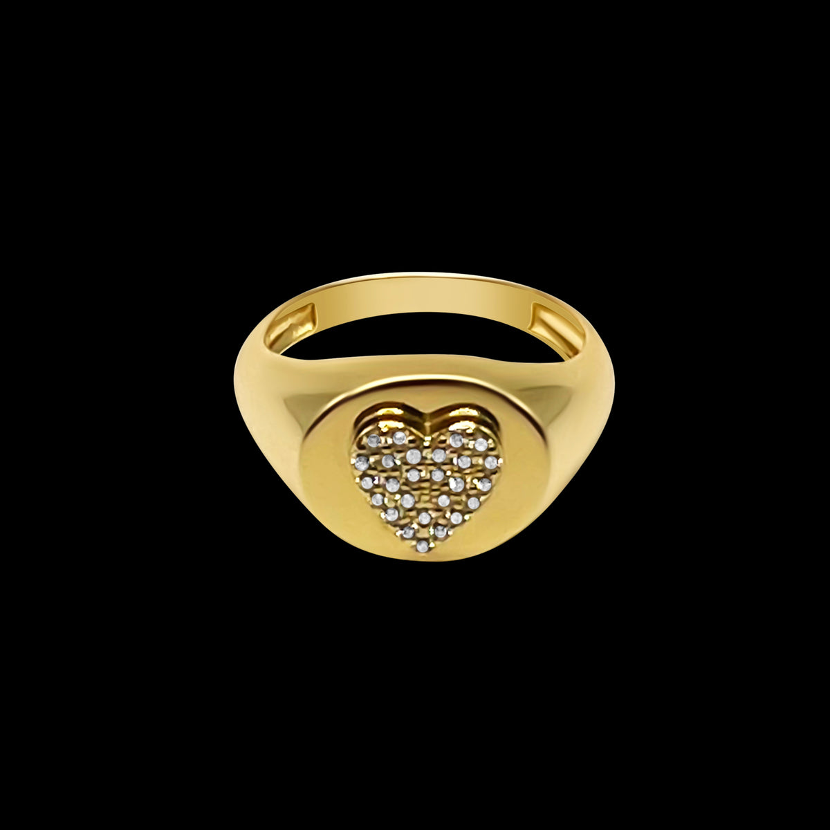 Pavé Heart Signet Ring