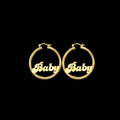 "Baby" Script Hoop Earrings