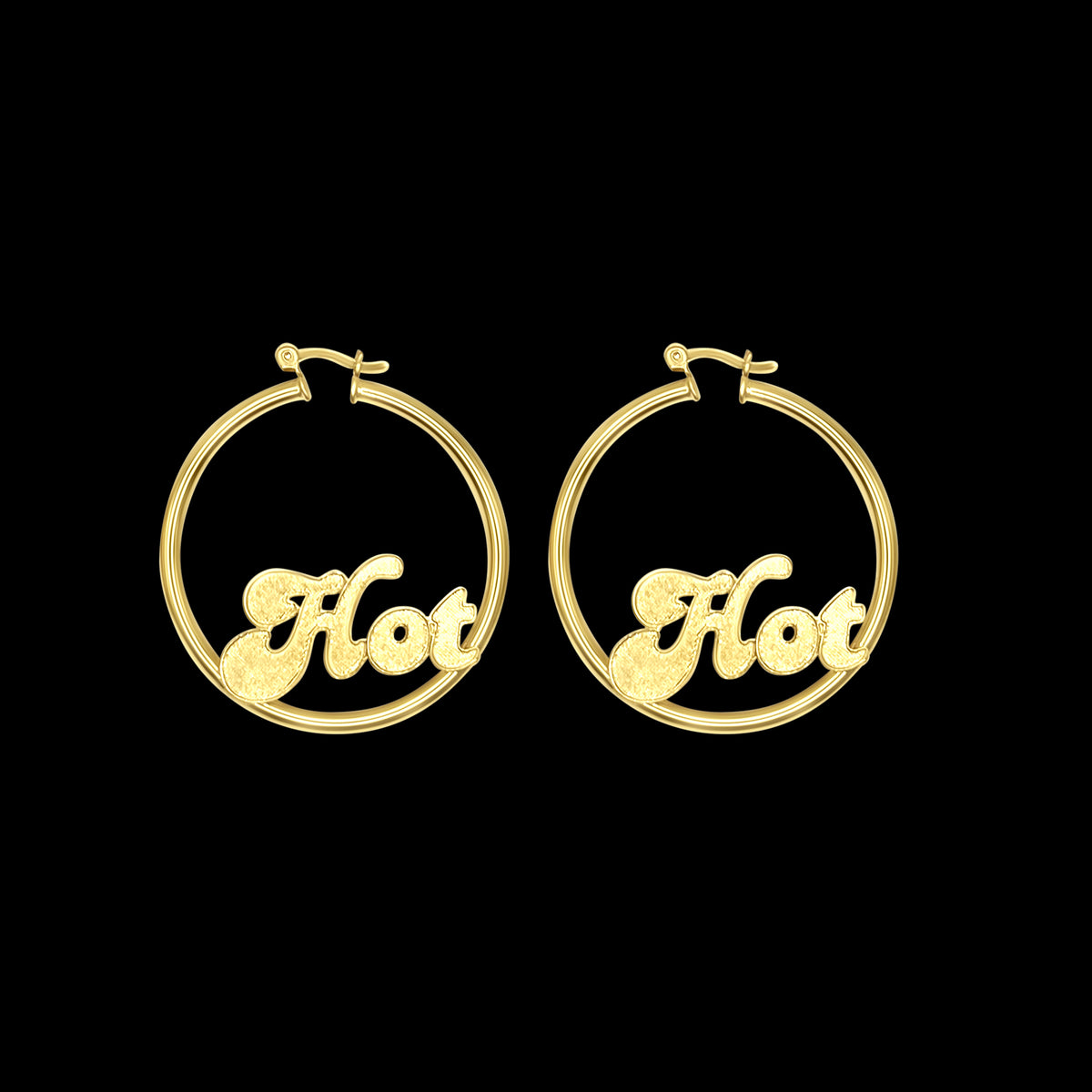 "Hot" Script Hoop Earrings