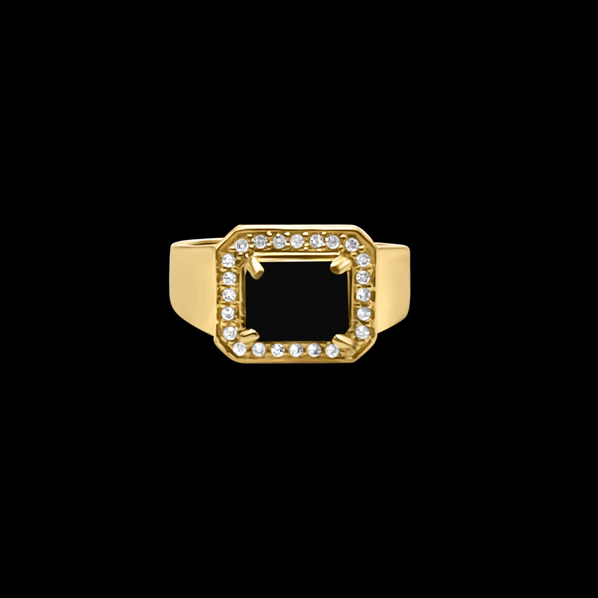 Onyx Halo Signet Ring