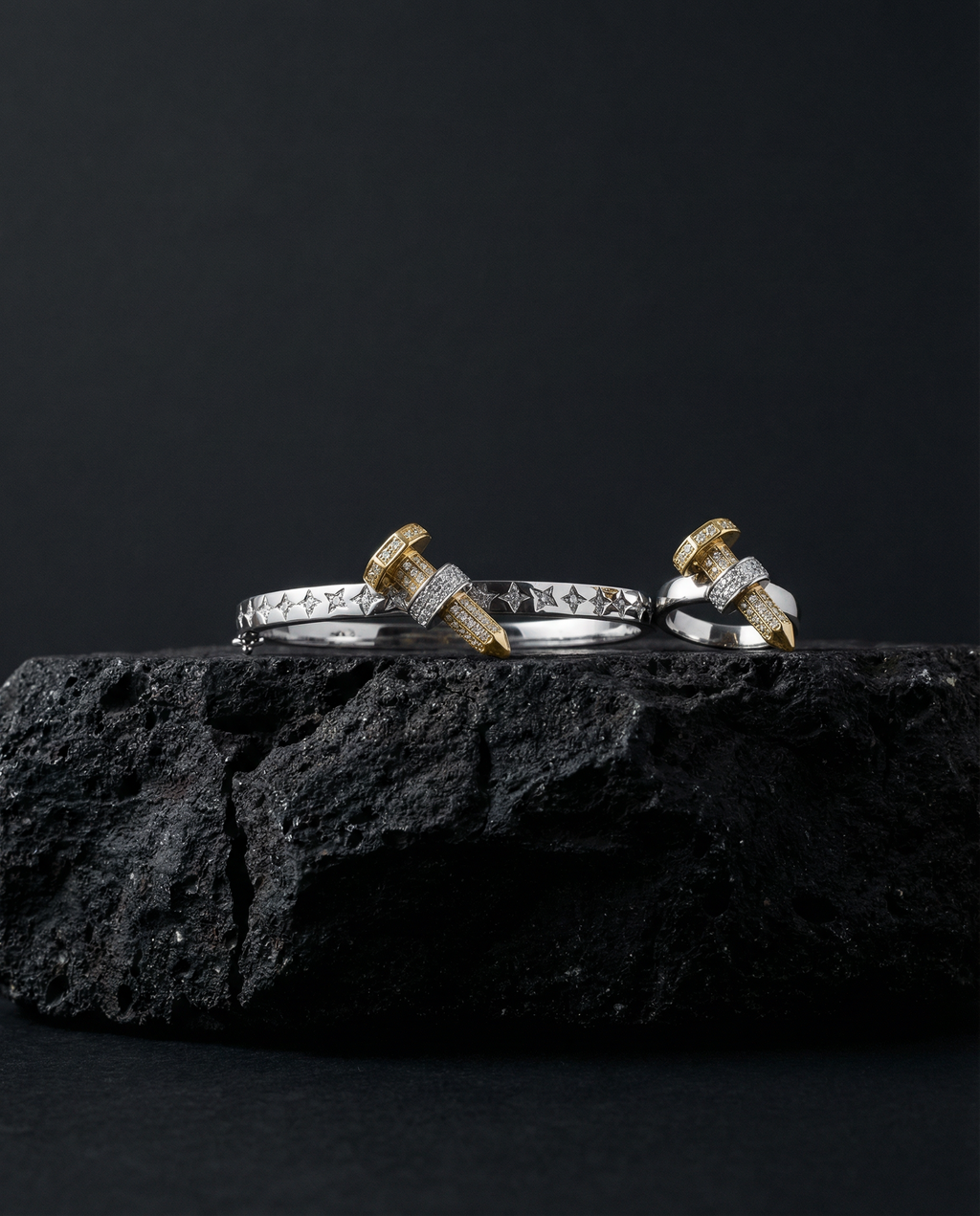 Two-Tone Nail Cross Jewelry Set